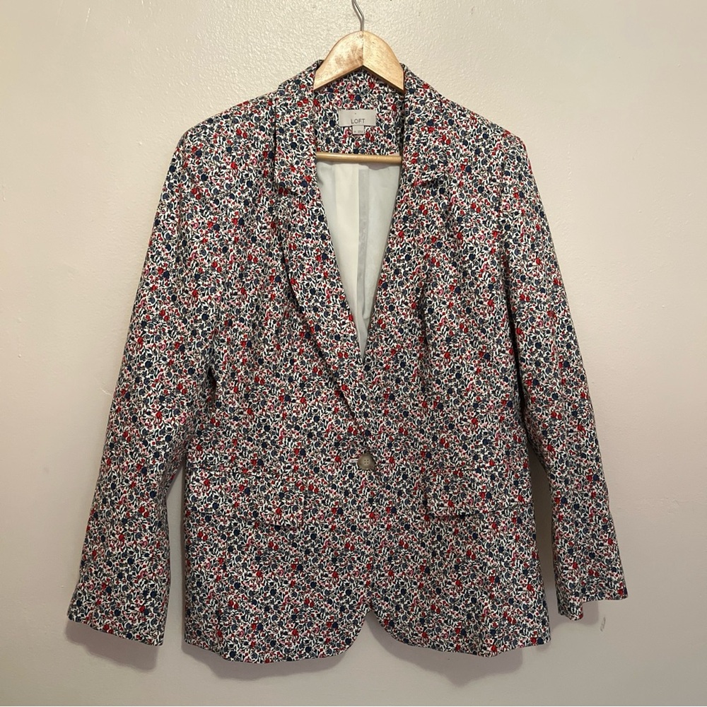 Loft Multicolor Patterned Blazer - image 2